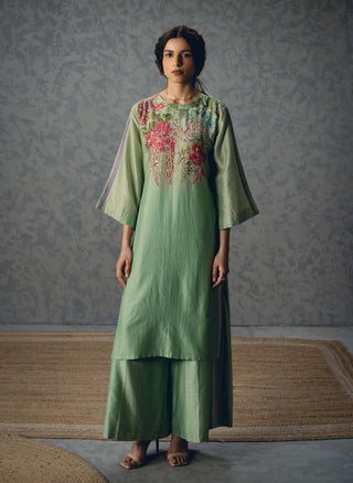 Blue shiro kurta with pants and scarf