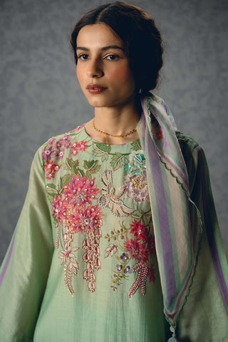 Blue shiro kurta with pants and scarf