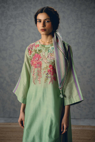 Blue shiro kurta with pants and scarf