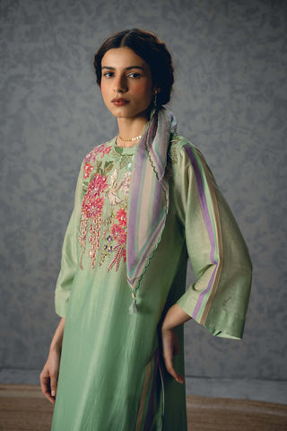 Blue shiro kurta with pants and scarf