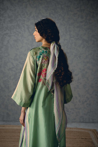 Blue shiro kurta with pants and scarf