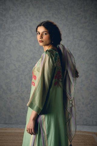 Blue shiro kurta with pants and scarf