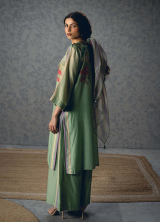 Blue shiro kurta with pants and scarf
