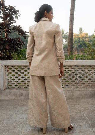 Ivory jacquard blazer and pant set