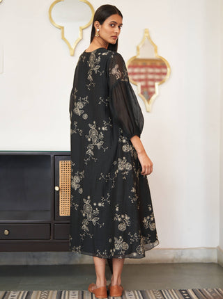 Vaayu-Black Onyx Printed Dress-INDIASPOPUP.COM