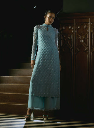 Powder blue pearl drop kurta set
