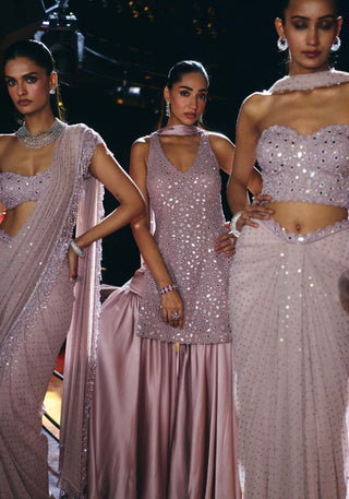 Ash pink satin sharara set