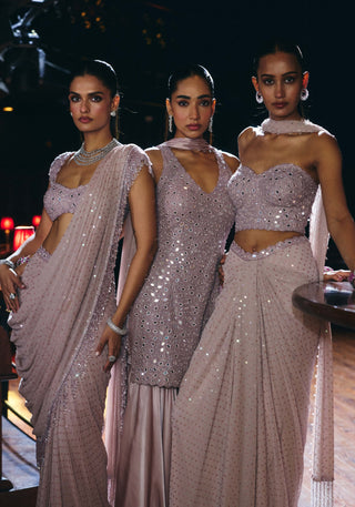 Ash pink satin sharara set