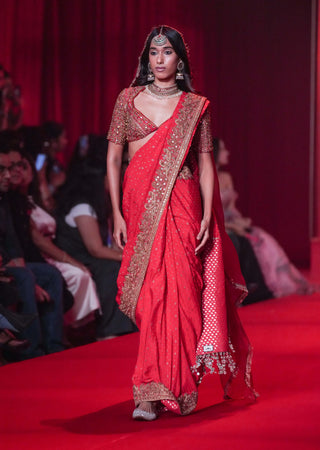Vamika red sari and blouse