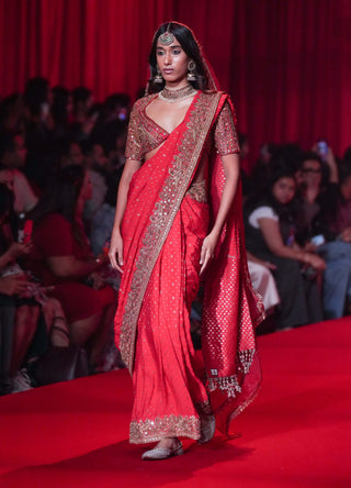 Vamika red sari and blouse