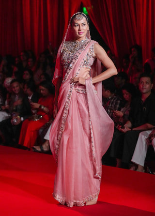 Padmika peach sari set