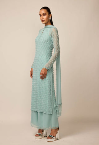 Powder blue pearl drop kurta set