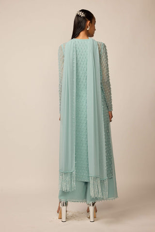 Powder blue pearl drop kurta set