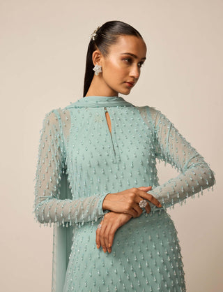 Powder blue pearl drop kurta set