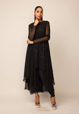 Black georgette kurta set