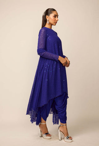 Cocktail blue dhoti kurta set