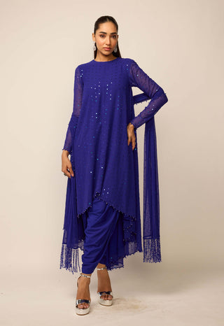 Cocktail blue dhoti kurta set