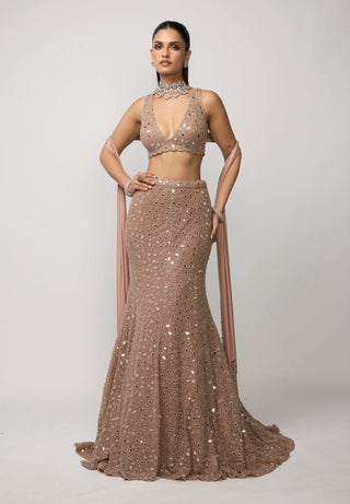 Bronze rosé fishcut lehenga set