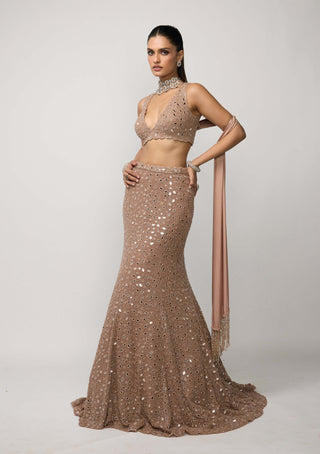 Bronze rosé fishcut lehenga set