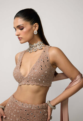 Bronze rosé fishcut lehenga set