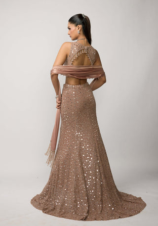 Bronze rosé fishcut lehenga set