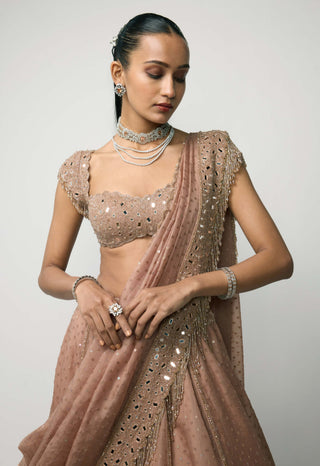 Bronze Rosé Sequins Embroidered Lehenga Set