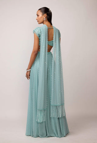 Powder blue georgette skirt set
