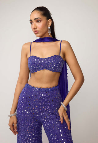 Cocktail blue blouse with sharara set