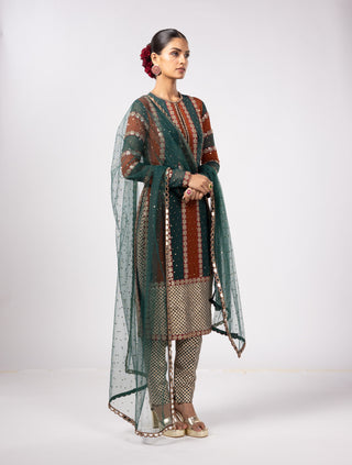 Jade green straight kurta set
