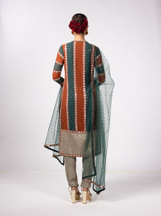 Jade green straight kurta set