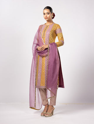 Mustard multicolor gota kurta set