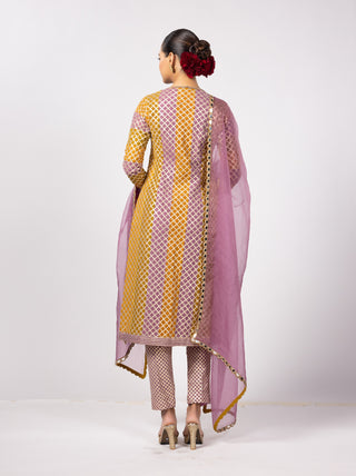 Mustard multicolor gota kurta set