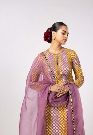 Mustard multicolor gota kurta set