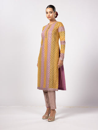 Mustard multicolor gota kurta set