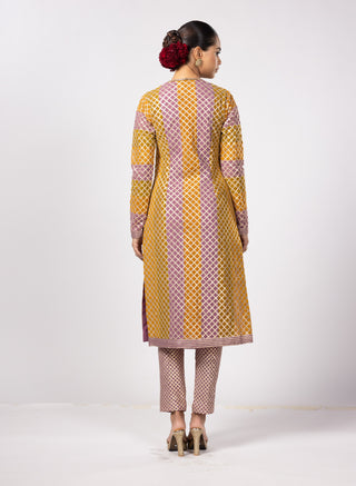 Mustard multicolor gota kurta set