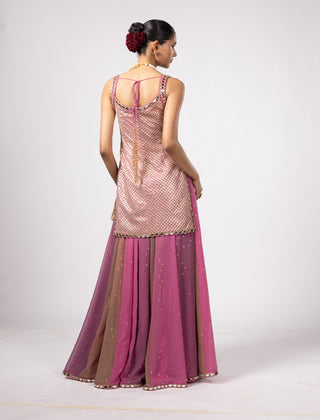 Dark blush kurta and lehenga pants set
