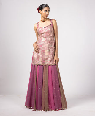 Dark blush kurta and lehenga pants set