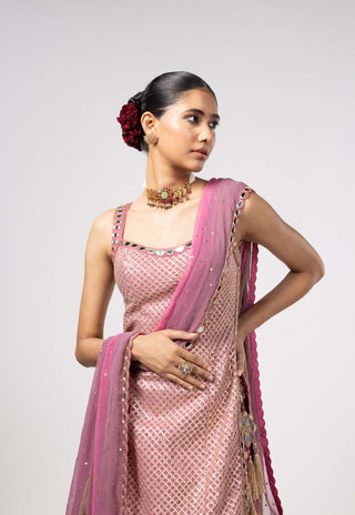 Dark blush kurta and lehenga pants set