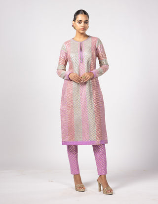 Aqua multicolor straight kurta set