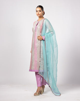 Aqua multicolor straight kurta set