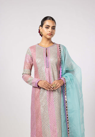 Aqua multicolor straight kurta set