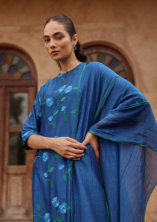 Indigo bloom embroidered kurta set