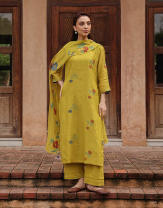 Citrine bloom embroidered kurta set