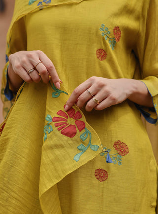 Citrine bloom embroidered kurta set