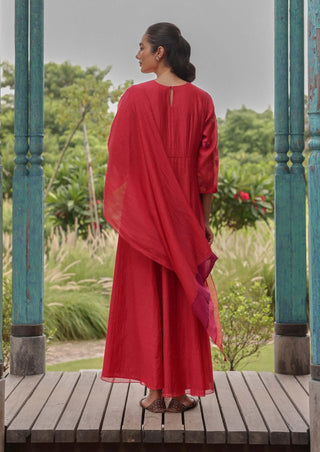 Berry floral anarkali and dupatta
