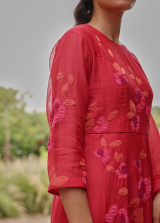 Berry floral anarkali and dupatta