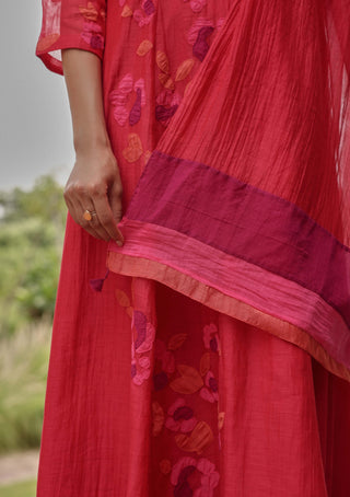 Berry floral anarkali and dupatta