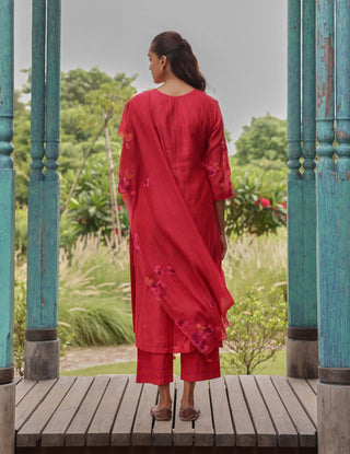 Berry embroidered floral kurta set
