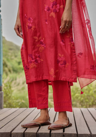 Berry embroidered floral kurta set