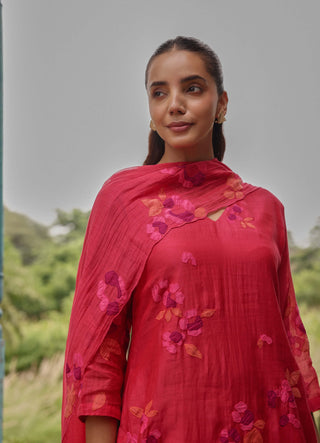 Berry embroidered floral kurta set